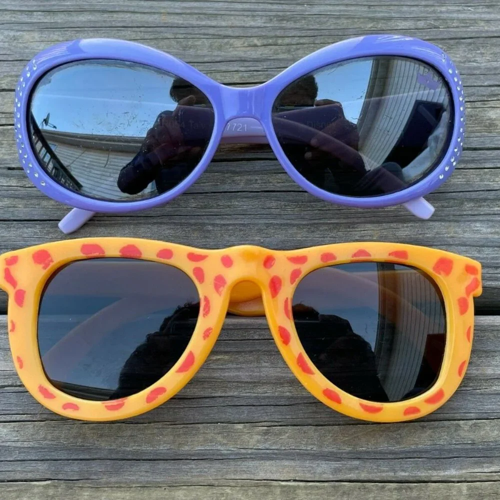 Girl Sunglasses Young Kid Eye Wear Lot of 2 Shade Yellow and Blue Sunglasses